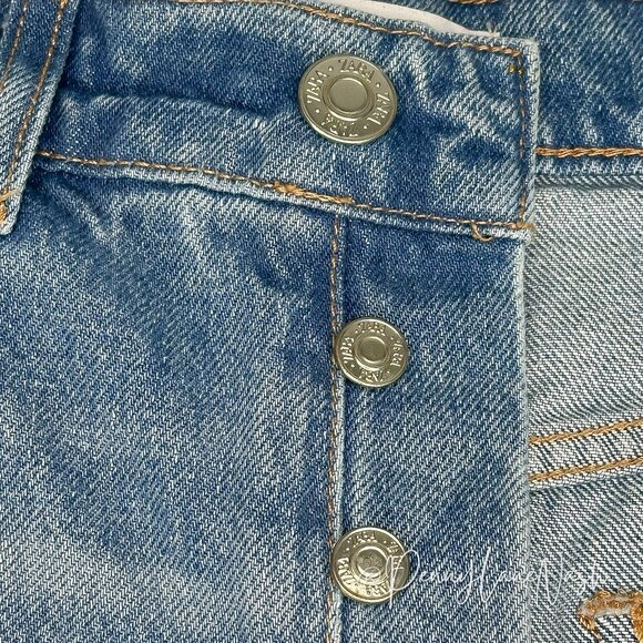 Zara High-Rise Button Fly Denim Cut Off Shorts Size 6 - Picture 12 of 12